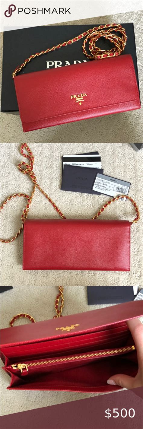 red prada wallet on chain|authentic prada wallet.